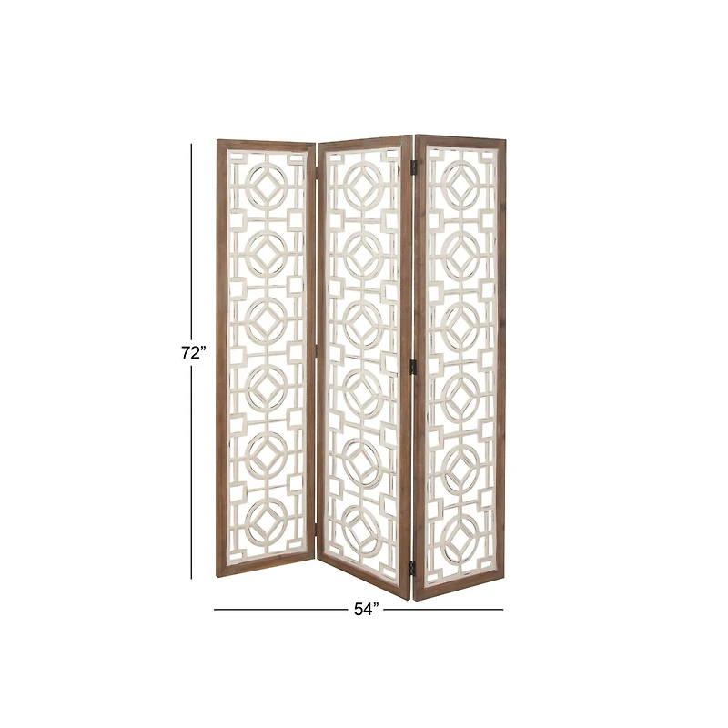 White Wood Farmhouse Room Divider Screen, 72" x 54" x 1"