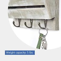 NEX™ 16" Olive Green Wood Wall-Mounted Mail & Key Holder Organizer with 4 Key Hooks