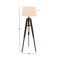 Black Wood Industrial Floor Lamp, 62" x 21" x 21"