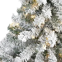 4ft. Pre-Lit Flocked Rock Springs Spruce Artificial Christmas Tree with Clear LED Lights