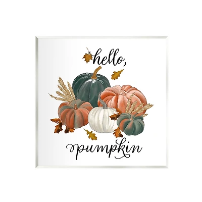 Stupell Industries Hello Pumpkin Fall Harvest Wall Plaque Art