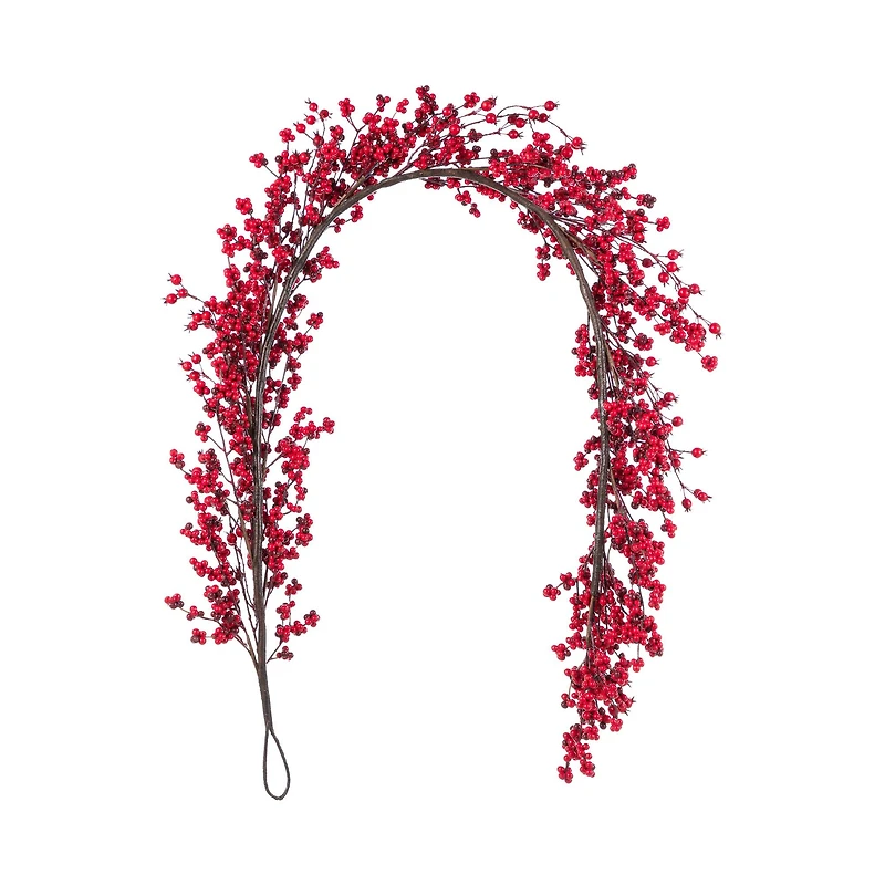 Glitzhome® 6ft Christmas Red Berries Garland