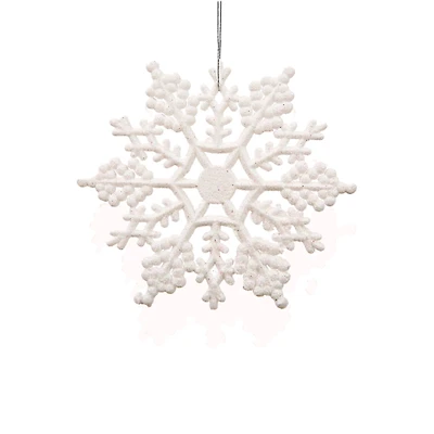 24ct. 4" White Glitter Snowflake Christmas Ornaments