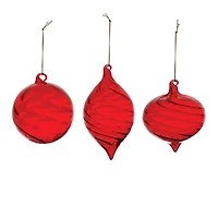 Red Swirl Glass Ornaments Set