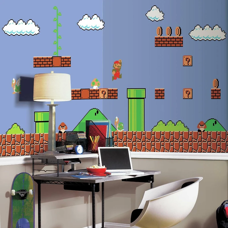 RoomMates Super Mario™ Retro XL Chair Rail Prepasted Mural