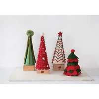 Hello Honey® 9" Red & Green Wool Felt Tree with Pom Pom