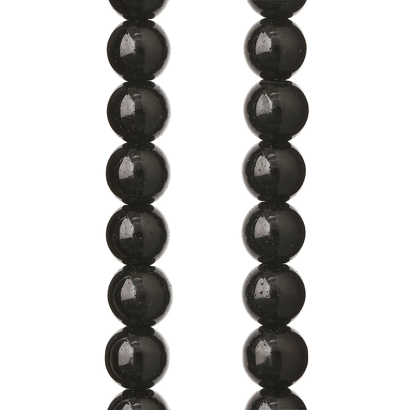 8mm Black Round Glass Beads by Bead Landing™