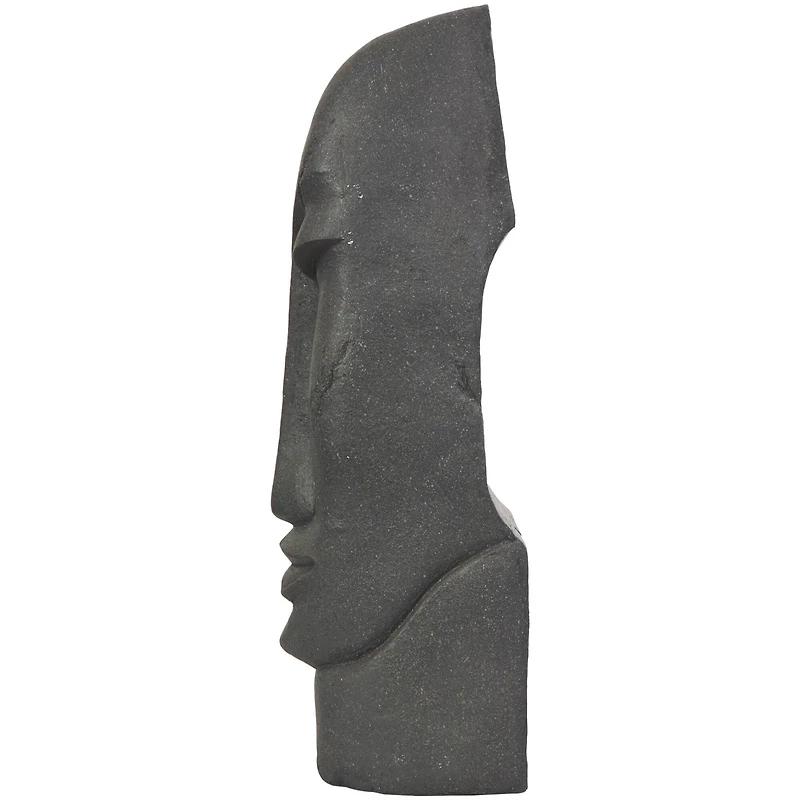 31" Black Tall Distressed Totem Face Sculpture