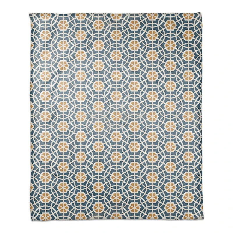 Blue & Yellow Geometric Fleece Blanket