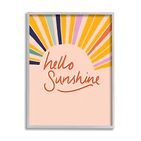 Stupell Industries Hello Sunshine Exclamation Sunrise Rainbow Rays in Gray Frame Wall Art