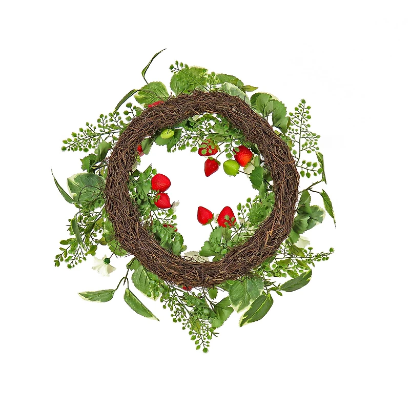 22'' Petunia and Strawberry Wreath