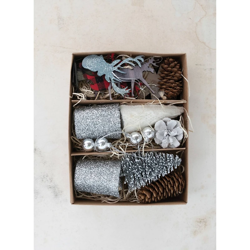 Hello Honey® 17 Piece Glittery Silver Candles & Woodland Icons Candle Garden Kit