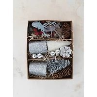 Hello Honey® 17 Piece Glittery Silver Candles & Woodland Icons Candle Garden Kit