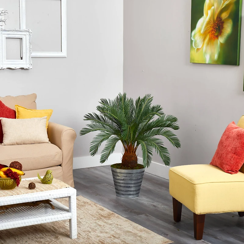 3.5ft. Cycas Tree in Decorative Tin Bucket