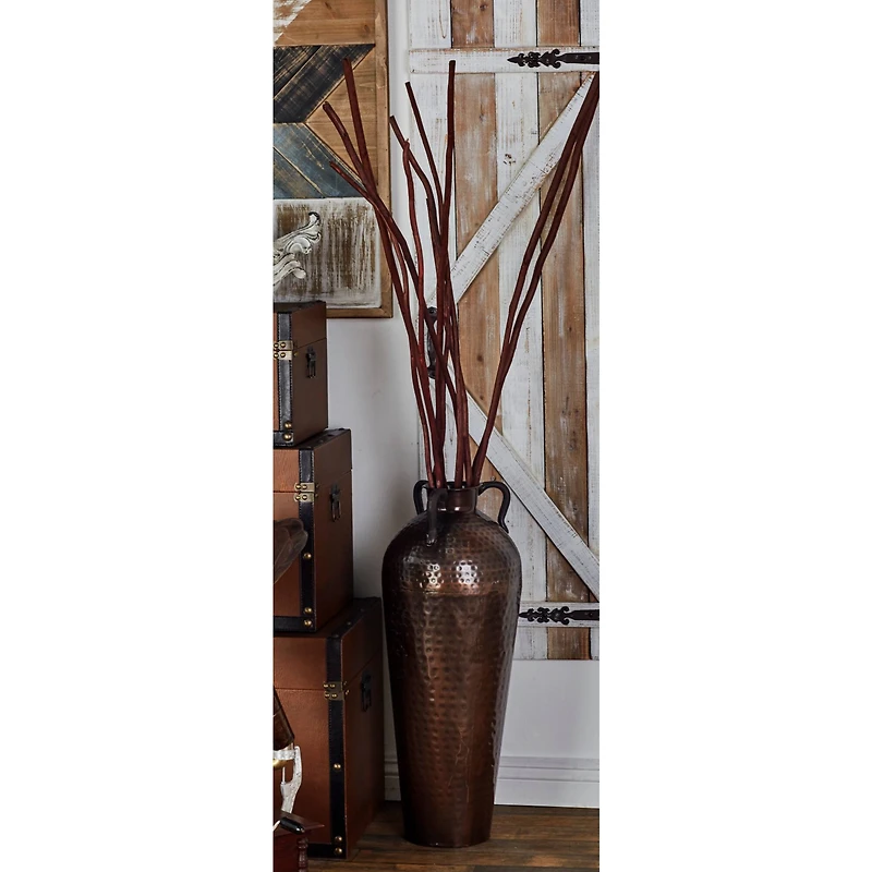28" Brown Metal Rustic Vase