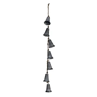 Hello Honey® 36.25" Silver Hanging Galvanized Metal Bells on Jute Rope