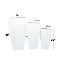 White Modern Planter, Set of 3" 30", 25", 20"