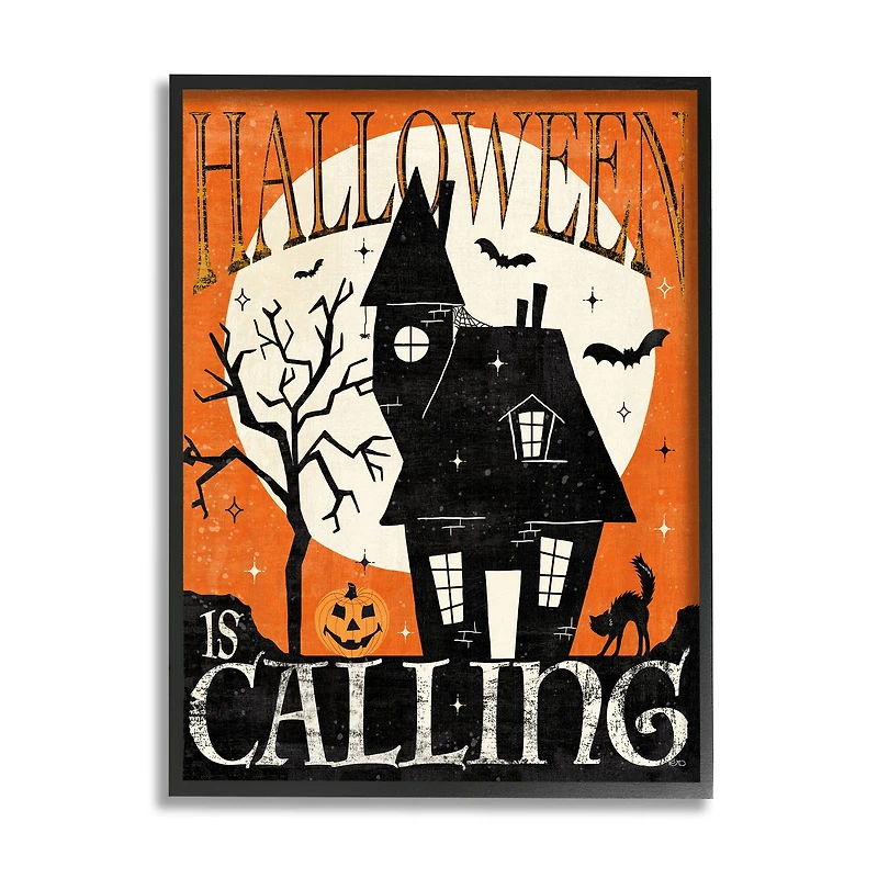 Stupell Industries Halloween Is Calling Haunted House Framed Giclee Art