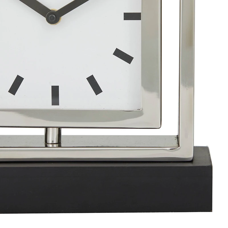Silver Stainless Steel Glam Clock, 9" x 3" x 10"