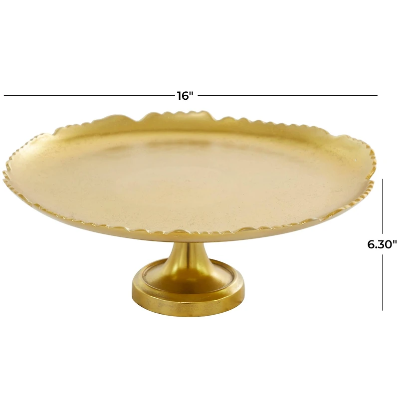 CosmoLiving by Cosmopolitan 16" Gold Aluminum Cake Stand