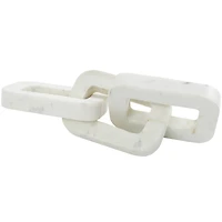 13.5" White Marble Geometric Chain Link Sculpture Décor