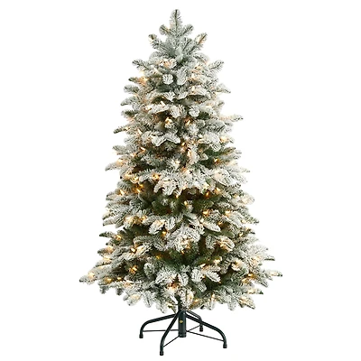 4ft. Pre-Lit Flocked North Carolina Fir Artificial Christmas Tree, Clear Lights