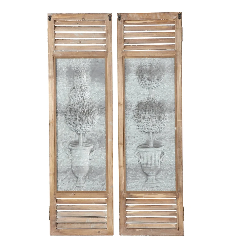 52" Brown Farmhouse Shutter Wall Décor Set