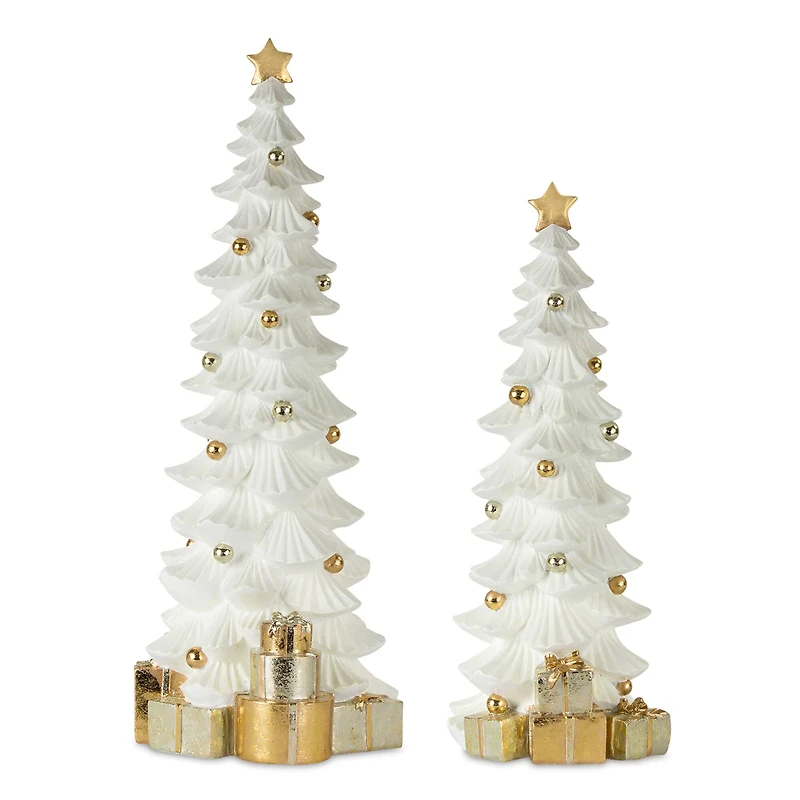 White & Gold Christmas Tree Accents, 17" & 21"