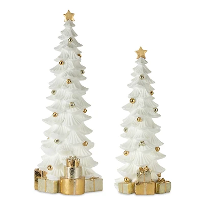 White & Gold Christmas Tree Accents, 17" & 21"