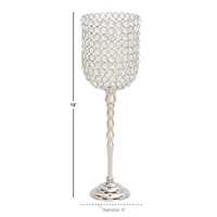 Clear Aluminum and Crystal Glam Candle Holder, 19" x 6" x 6"