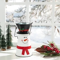 Glitzhome® 19.5" Metal Snowman Decorative Bucket
