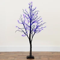 4ft. Orange & Purple LED Pre-Lit Halloween Deluxe Black Twig Artificial Fall Tree