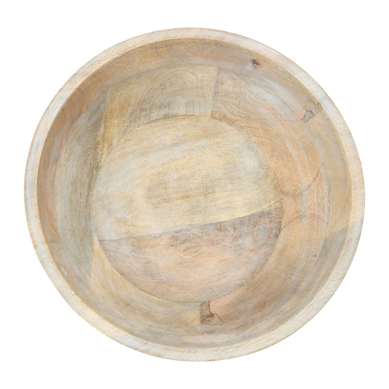 Hello Honey® 6" Whitewashed Footed Mango Wood Bowl with Carved Circle Accents