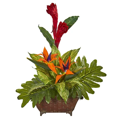 Bird of Paradise and Mix Greens Artificial Arrangement