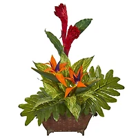 Bird of Paradise and Mix Greens Artificial Arrangement
