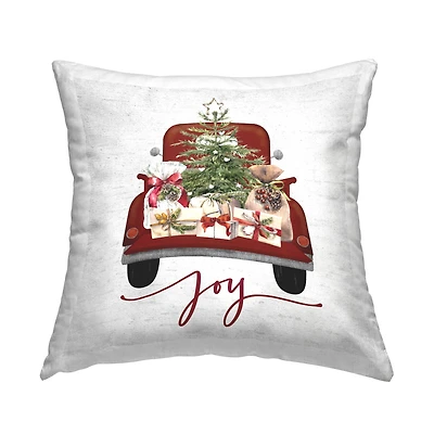 Stupell Industries Joy Holiday Car Presents Throw Pillow