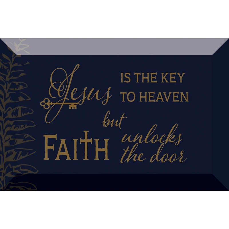 Jesus Is The Key Glass Plaque with Easel & Hanger