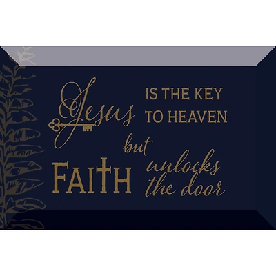 Jesus Is The Key Glass Plaque with Easel & Hanger