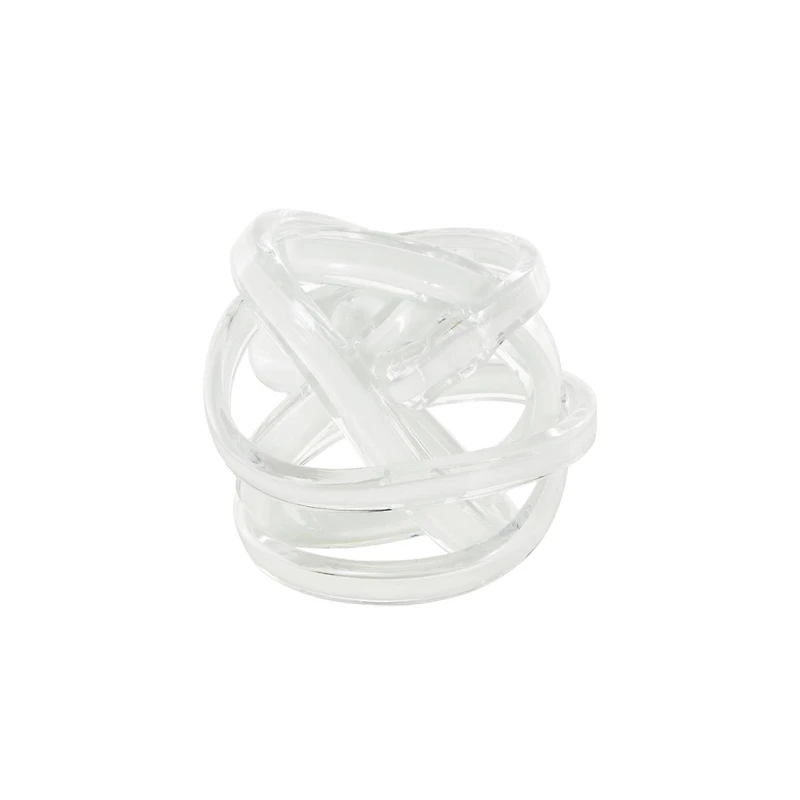 7" White Glass Knot Twisted Sculpture