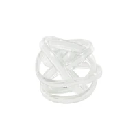 7" White Glass Knot Twisted Sculpture