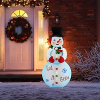 3ft. Lit Snowman Outdoor Metal Sign