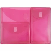 JAM Paper 9.75" x 13" Pink Plastic Hook & Loop 3 Pocket Booklet Envelopes, 10ct.