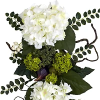 28" White Hydrangea Teardrop Swag