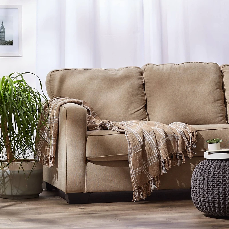 DII® Stone & Off White Modern Farmhouse Plaid Throw