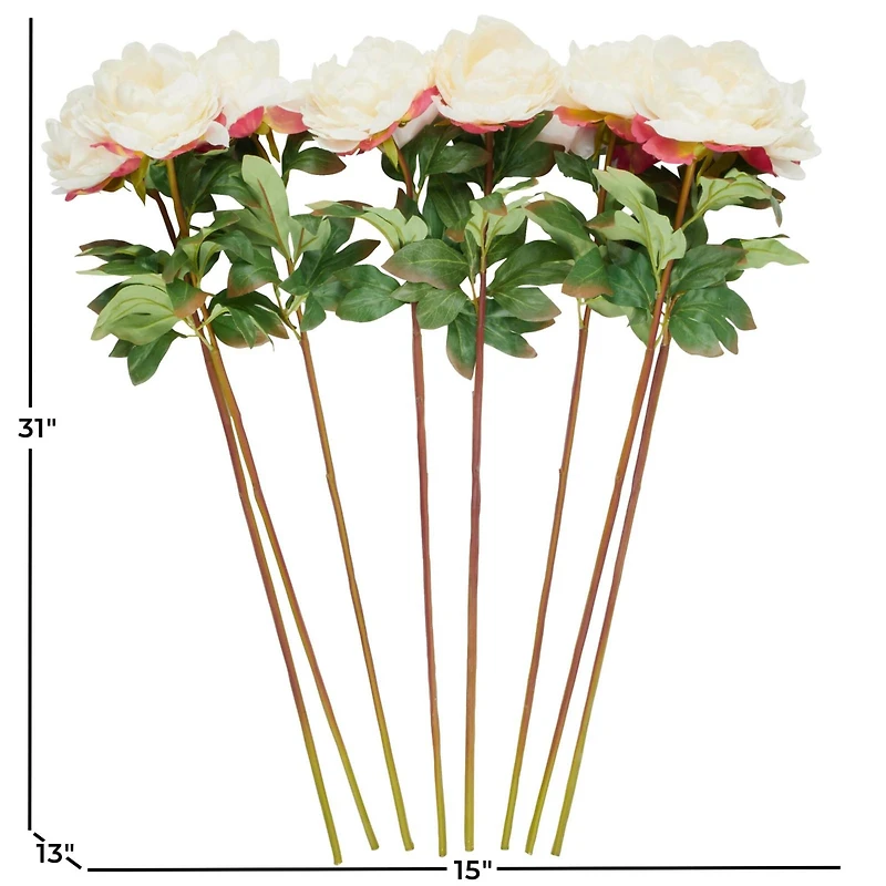 31" White Peony Artificial Flower Stem with Pink Accents, 8ct.
