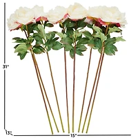 31" White Peony Artificial Flower Stem with Pink Accents, 8ct.