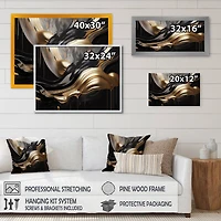 Designart "Gold And Black Captivating Marble Ii" Abstract Marble Framed Wall Decor