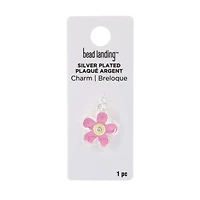 Silver Plated Pink Flower Charm by Bead Landing™