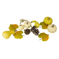 Crackled & Glittered Fall Pumpkin, Gourd, Berry & Pinecone Decoration Set