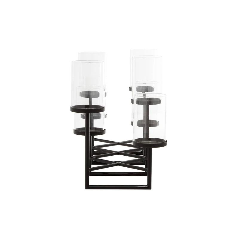 Black Metal Modern Candelabra, 15" x 26" x 12"